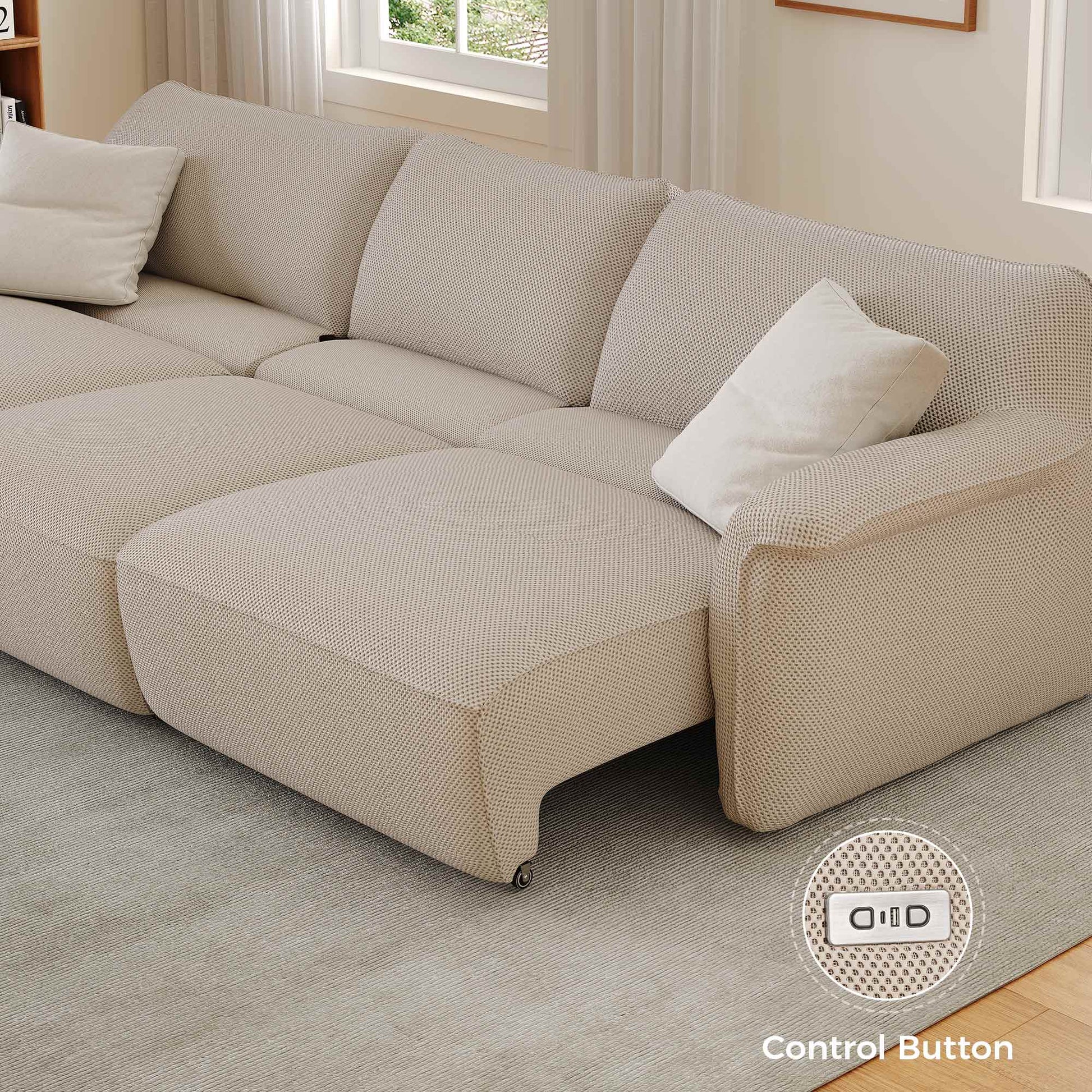 control button,3 seater,Beige