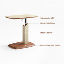 Height-Adjustable Saddle Leather C-Shaped Side Table