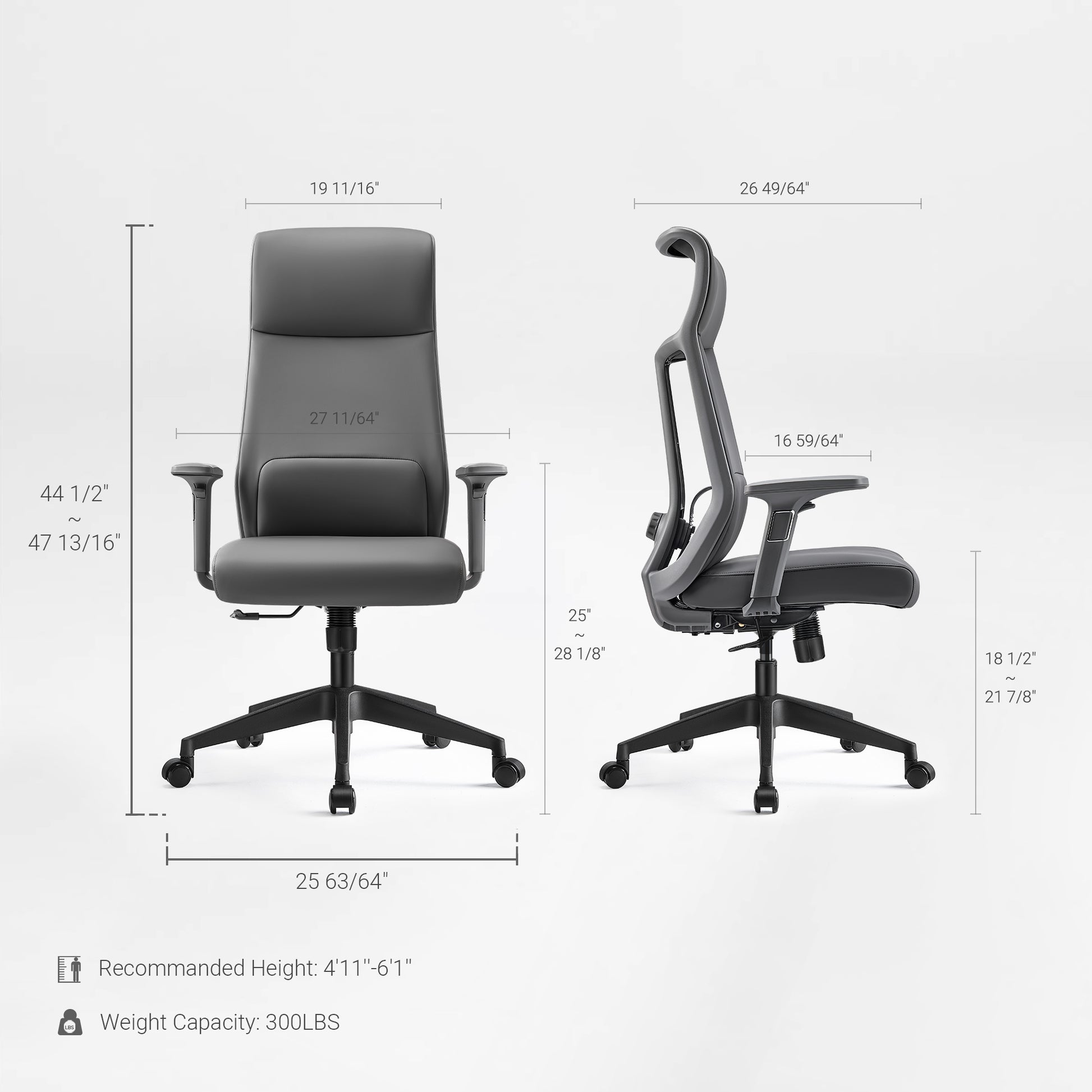 Eureka Ergonomic Valen Executive Office Chair product dimension