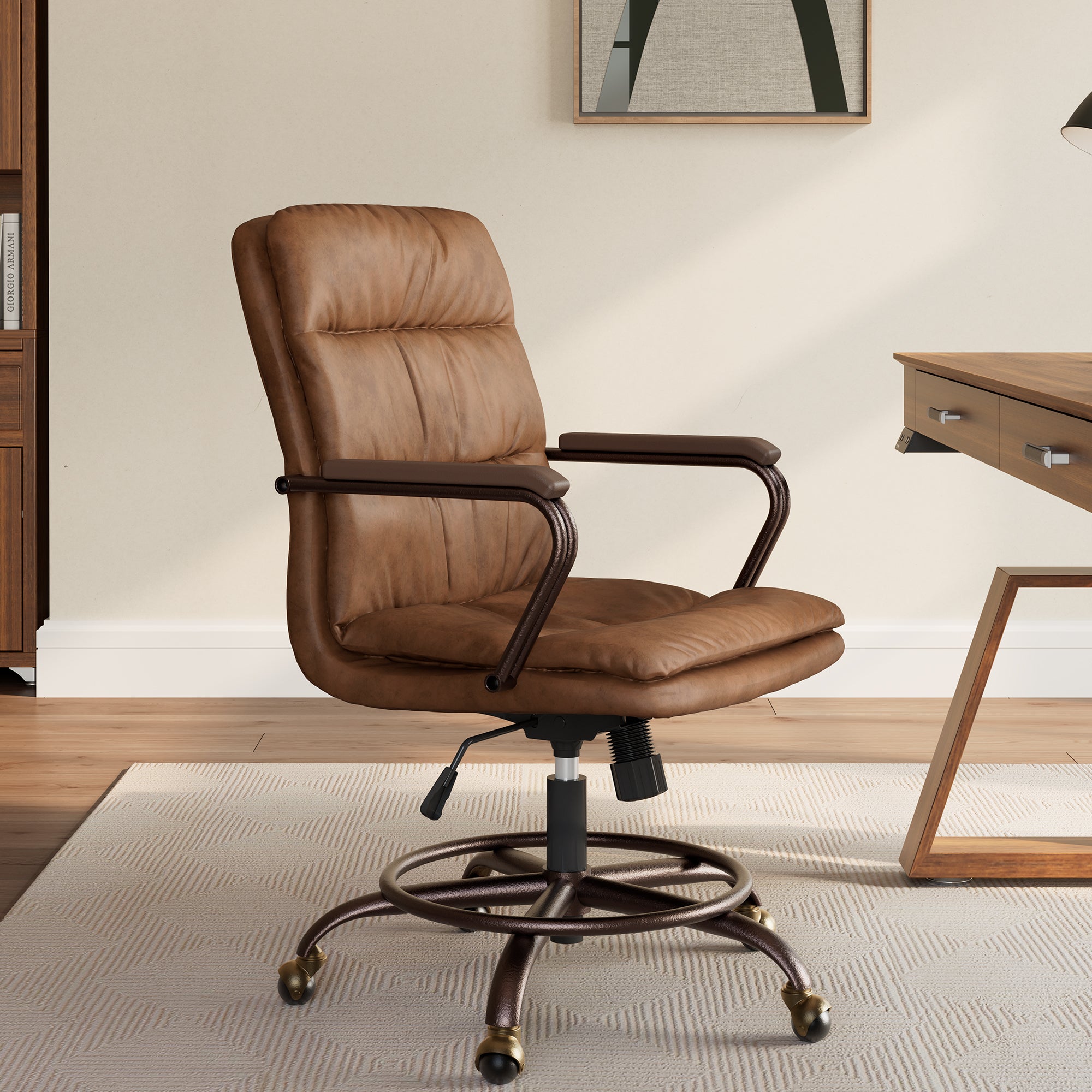 PU Leather Good Executive Desk Office Chair Brown --- Eureka Ergonomic