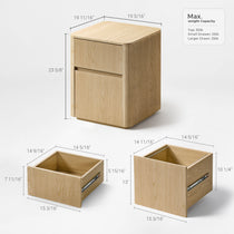 Eureka Ergonomic Aurelia Fluted File Cabinet dimensions showing overall width, depth, and height