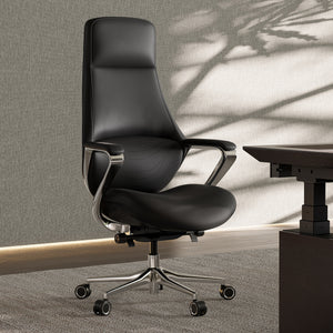 Eureka Ergonomic Serene Nox, Genuine Leather Executive Office Chair,Black