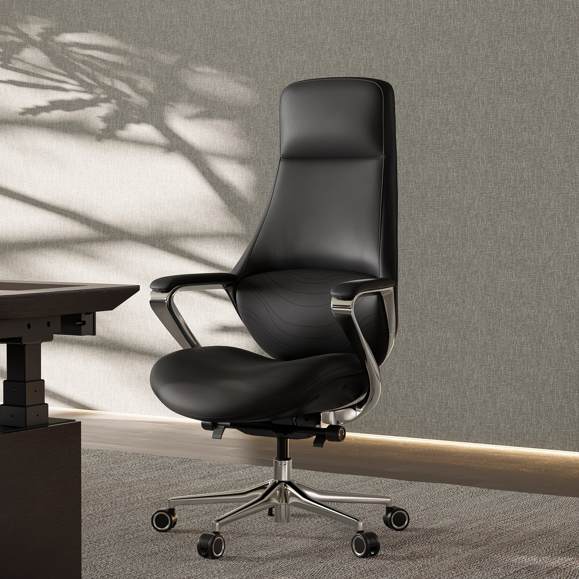 Eureka Ergonomic Serene Nox, Genuine Leather Executive Office Chair,Black