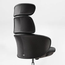 Eureka Ergonomic Royal Rowan black microfiber executive chair with tiered headrest and ribbed back. Shows perforated texture.