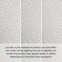 Nibbles Upholstered Chair Fabric Detail, White Geometric Pattern, Color Variations Due to Lighting.