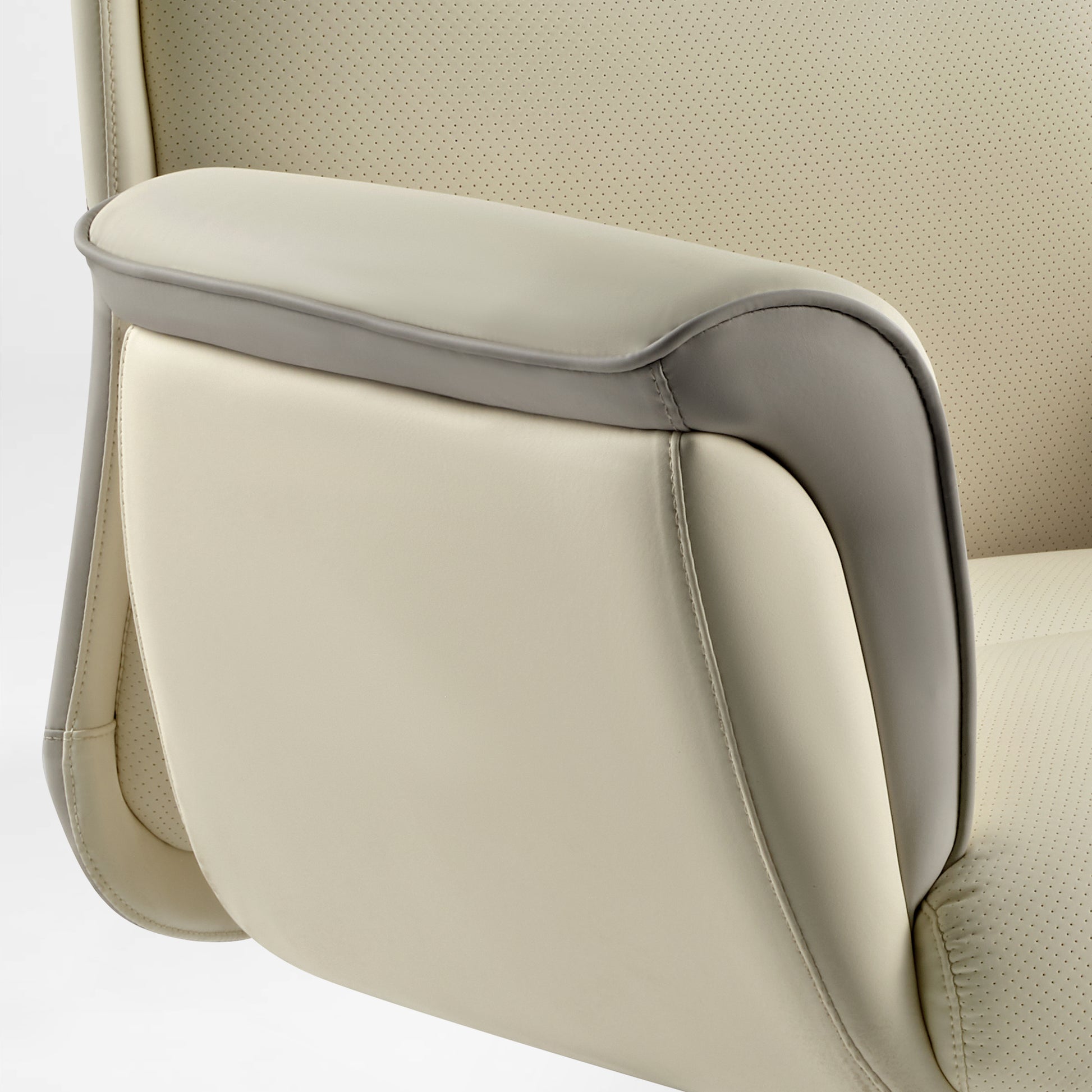 Royal Microfiber Leather Executive Office Chair – Beige Armrests With Thickened Padding for Enhanced Comfort.