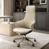 Serene Bella, Genuine Leather Executive Office Chair - Off-White