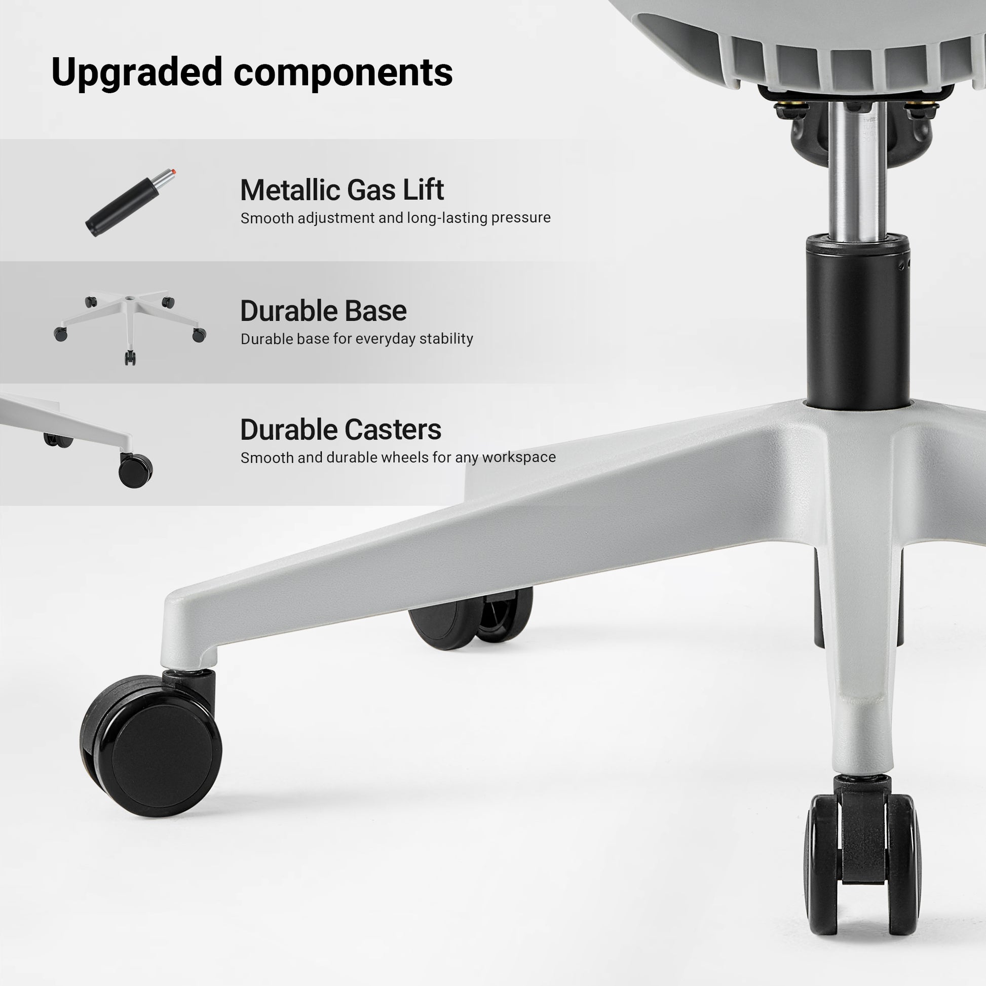 Eureka Ergonomic office chair with durable metal gas lift, stable base, and smooth rolling casters