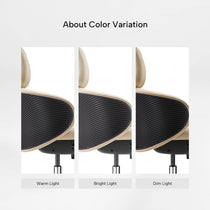 Eureka Ergonomic Royal Rowan beige ergonomic executive office chair showing consistent color in warm, bright, and dim lighting.