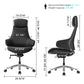 Serene Ella Executive Chair Dimensions Diagram, Balck Napa Leather, Ergonomic Design, Adjustable Height.