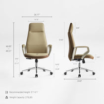 Eureka Ergonomic Clara Faux leather executive office chair product dimension