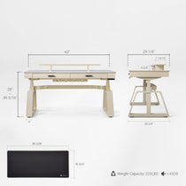 Eureka Ergonomic Ark Standing Desk Dimensions With White Sintered Stone Top.
