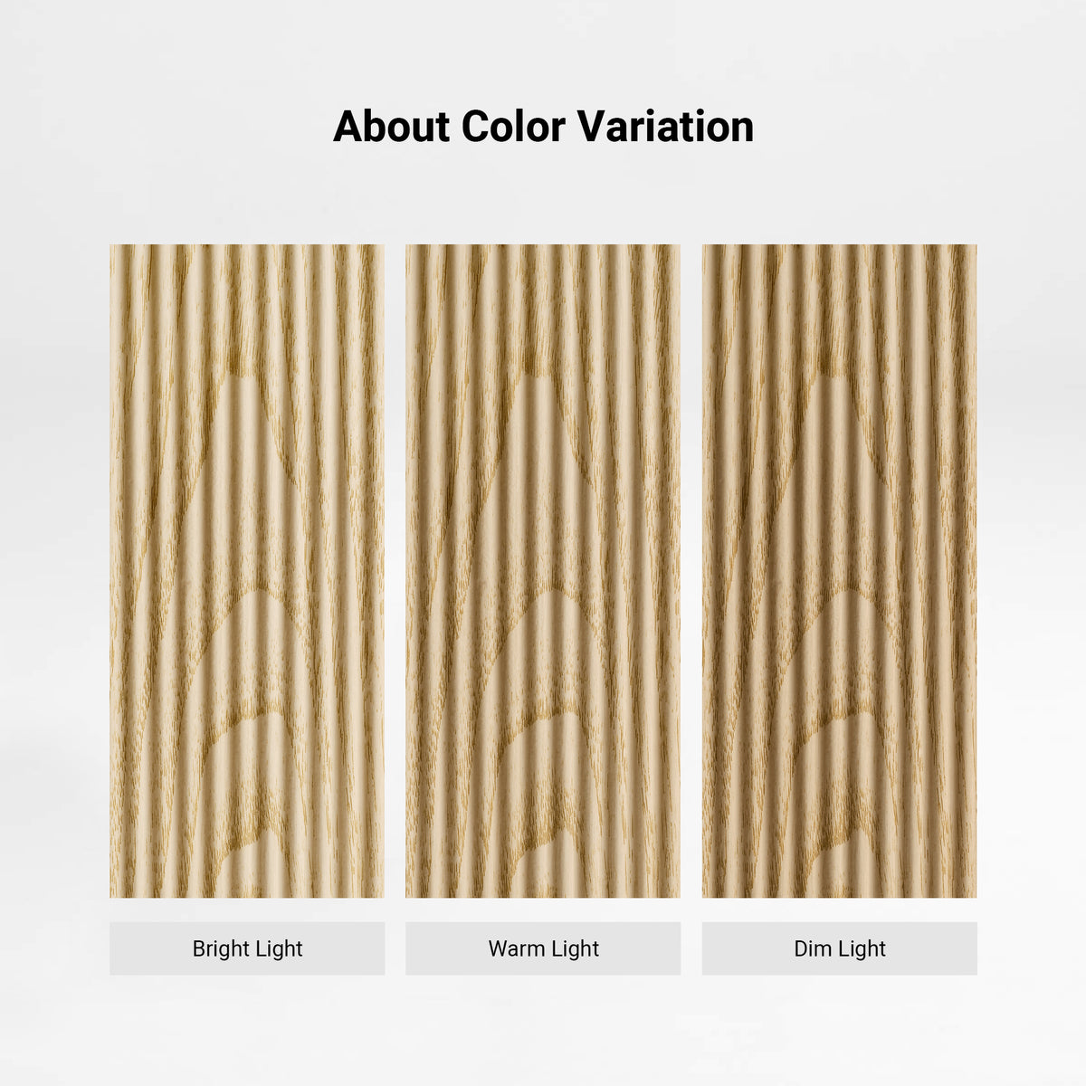 Eureka Ergonomic Aurelia Fluted File Cabinet, Light Oak wood grain color variations under different lighting