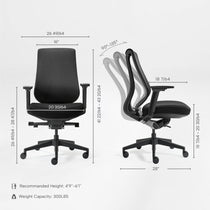 Eureka Ergonomic Lira ergonomic office chair side profile, black frame, light beige mesh back, gray seat, five-star base with casters spec.