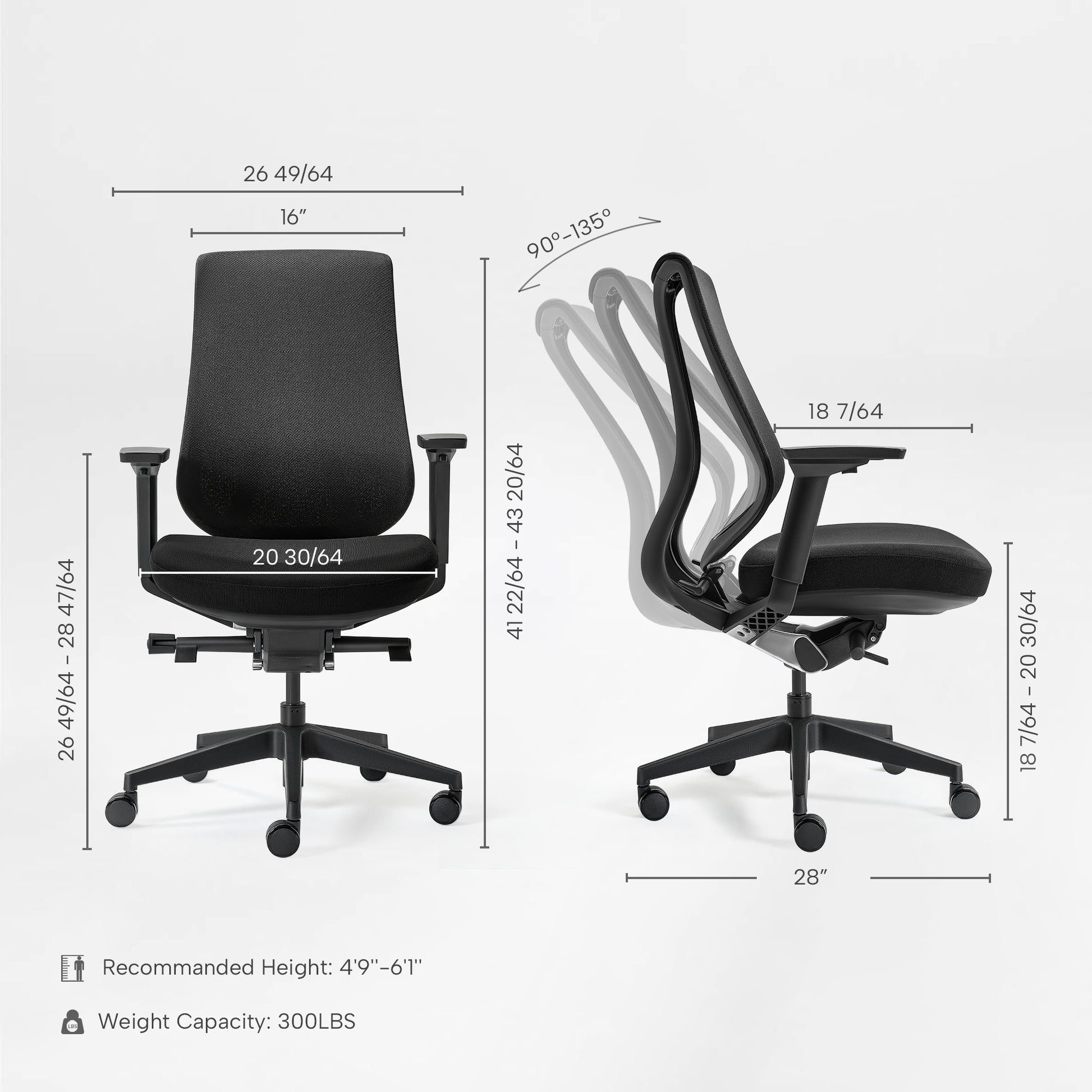 Eureka Ergonomic Lira ergonomic office chair side profile, black frame, light beige mesh back, gray seat, five-star base with casters spec.