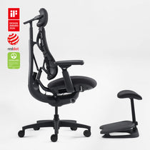 Eureka Ergonomic LiberNovo Omni black chair footrest side view