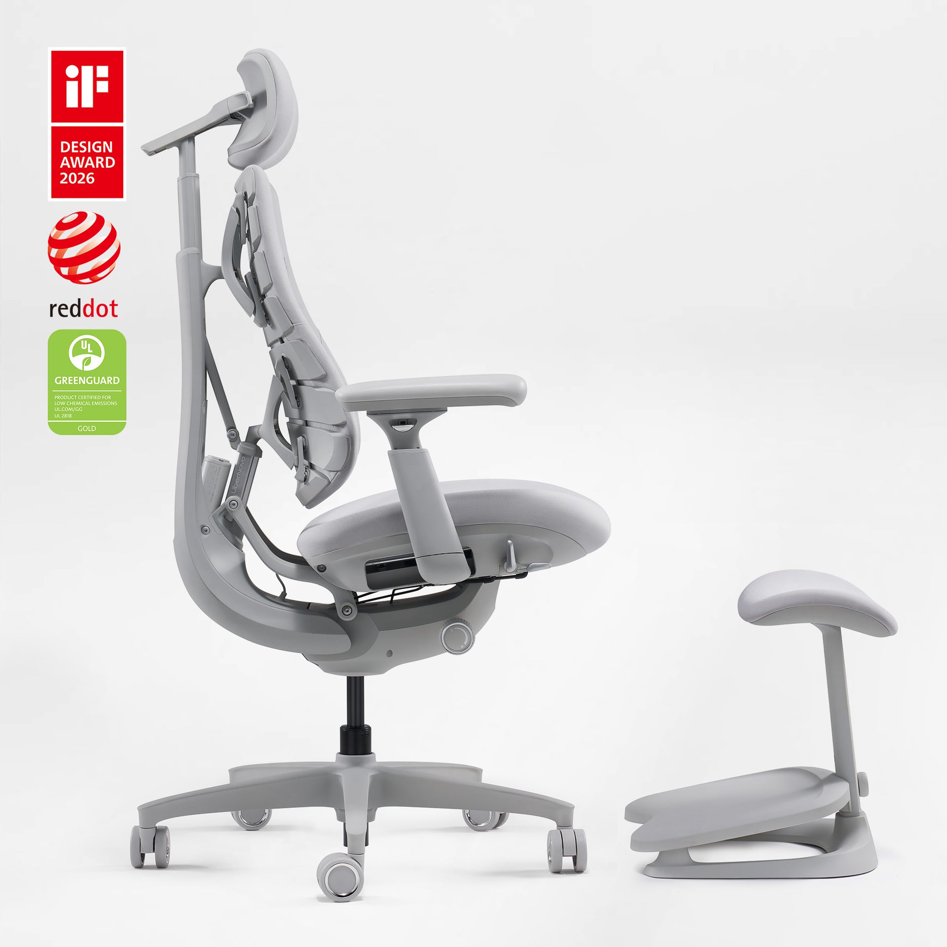 Eureka Ergonomic LiberNovo Omni white armrest detail