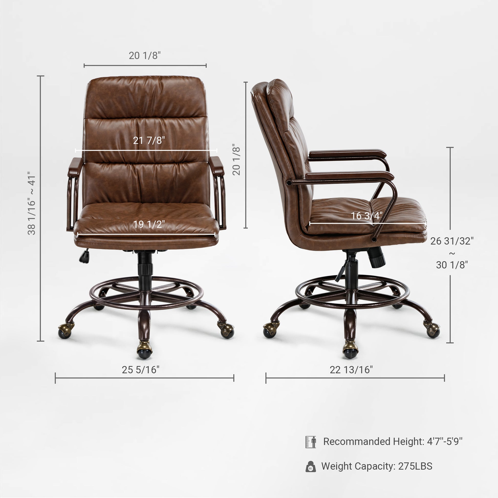 tobacco leather office chair Hubert Chair, Tan High Fashion Home 38 inches high x 25 inches wide x 28 inches deep Parker House Prestige Leather Desk
