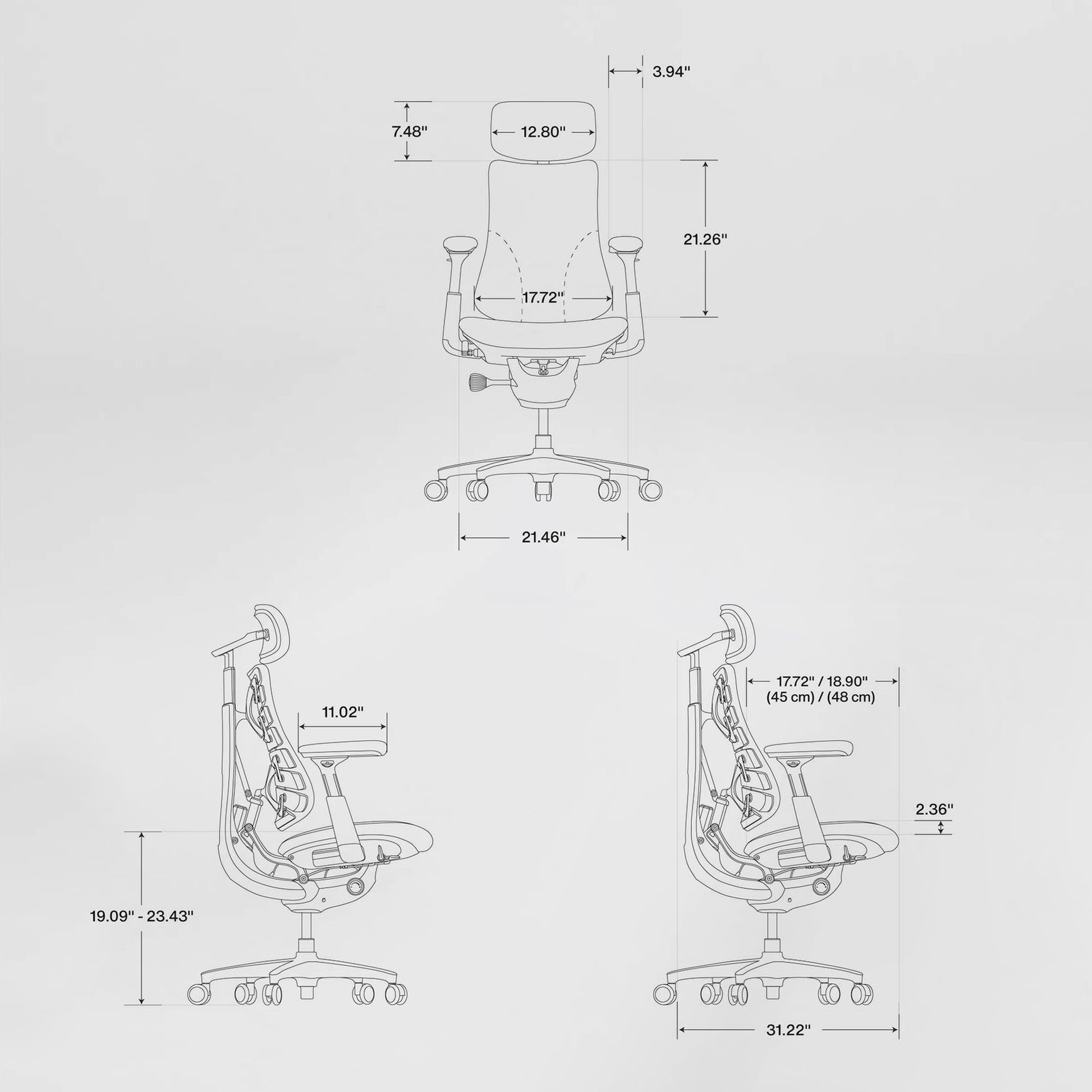 Eureka Ergonomic LiberNovo Omni Pro black chair dimensions