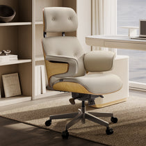 Eureka Ergonomic Mathias white leather chair in a study