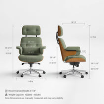 Eureka Ergonomic Mathias green chair dimensions chart