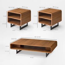 47" Walnut 3-Piece Coffee Table and Side Table Set