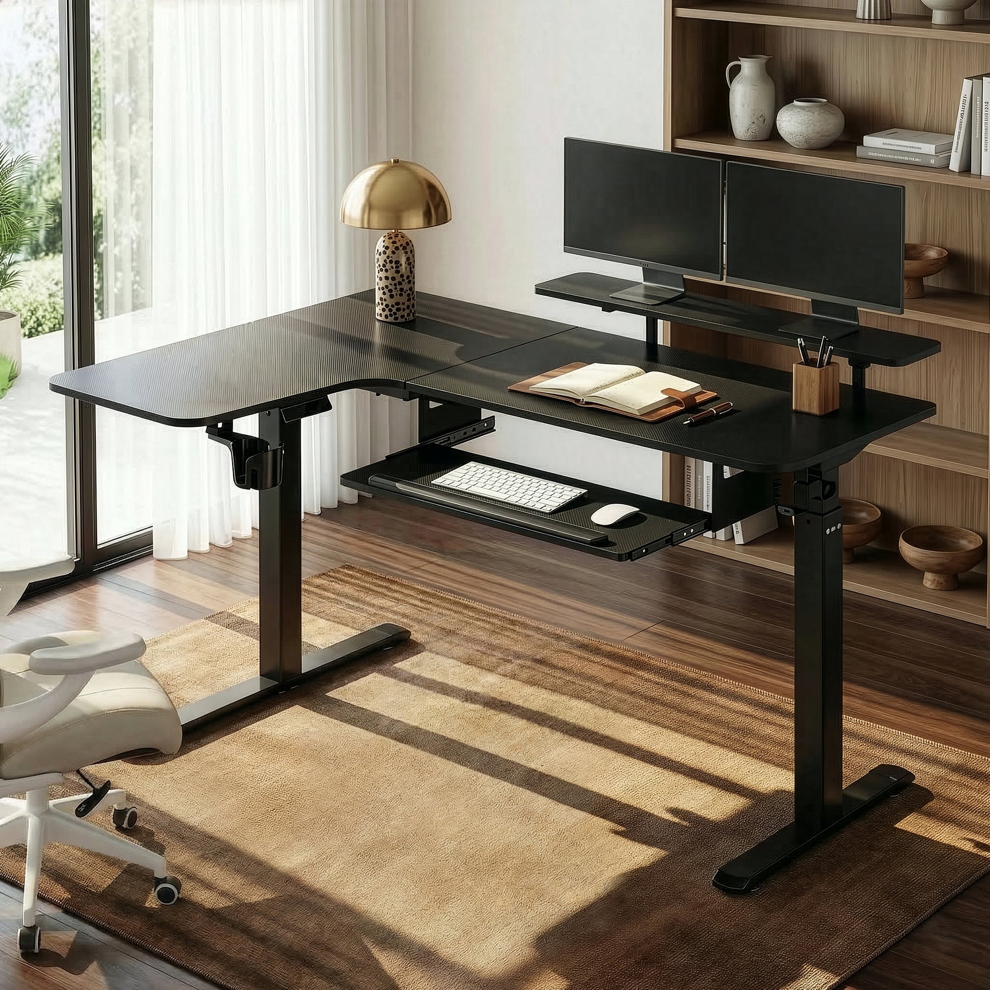 事務机・学習机 Standing Desk L Shaped Standing Desk with Accessories | Eureka Ergonomic