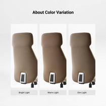 Eureka Ergonomic Aric Faux Leather Executive Office Chair back showcasing color variation under warm, bright, and dim light.