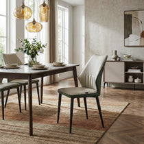 Ember, Upholstered Dining Side Chair Set of 2, Gray & Bottle Green