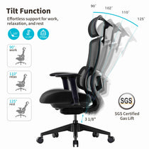 Lark Ergonomic Office Chair Tilt Function, Adjustable Angles and Height, Promoting Comfort and Spinal Health.