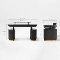 Eureka Ergonomic Opal executive fluted  standing desk Black Dimension drawing showing the table's size specifications.