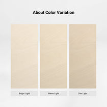 Eureka Ergonomic Opal file cabinet color variation chart showing the cream finish under bright, warm and dim light