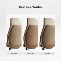 Eureka Ergonomic Clara Faux Leather Executive Office Chair back showcasing color variation under warm, bright, and dim light.