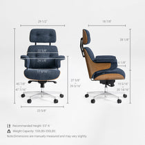 Eureka Ergonomic Mathias navy chair dimensions diagram