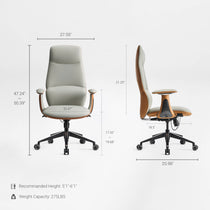 Eureka Ergonomic Cruz Faux Leather Executive Office Chair Product Dimension