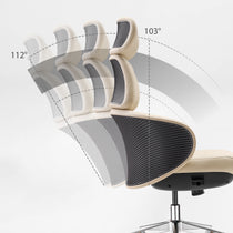 Eureka Ergonomic Royal Rowan beige executive chair: adjustable backrest angles 112-103 degrees for ergonomic flexibility.
