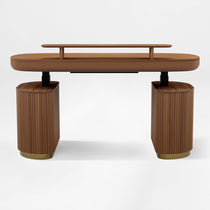 Eureka Ergonomic Opal Executive Office Desk walnut front view 
