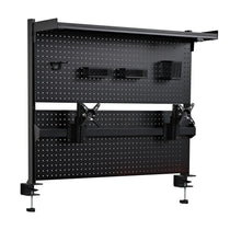 Eureka Ergonomic Aegispeg Board in Black With Dual Monitor Mount and Desk Organization Features.