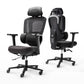 Front and back view of an ergonomic office chair, black|eurekaergonomic