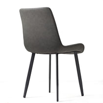 Milo Dining Side Chair in Gray - Modern Design, Gray Upholstery, Black Metal Legs.
