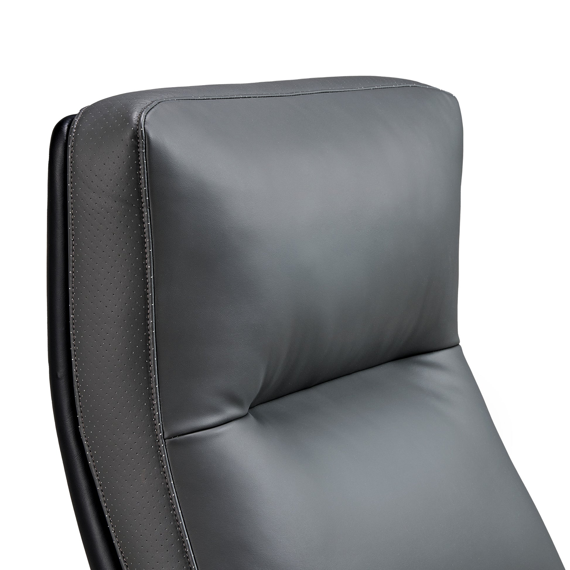 Breathable and supportive leather chair with headrest, Iron Gray