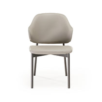 Noble Gray Upholstered Dining Side Chair With Metal Legs, Perfect for Modern Dining Spaces.