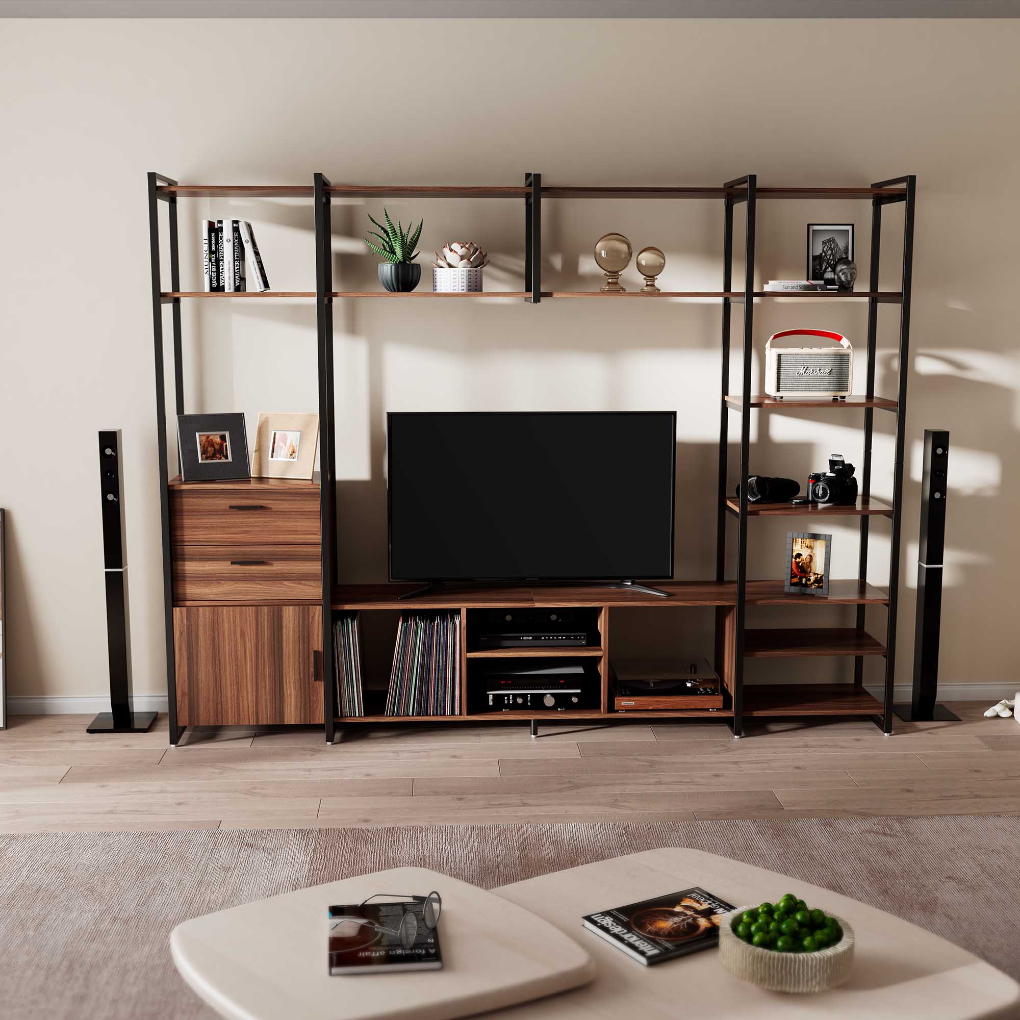 Entertainment center deals with display shelves