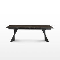 Charlotte Extendable Dining Table With Sintered Stone Top, Black Metal Legs, Modern Design.