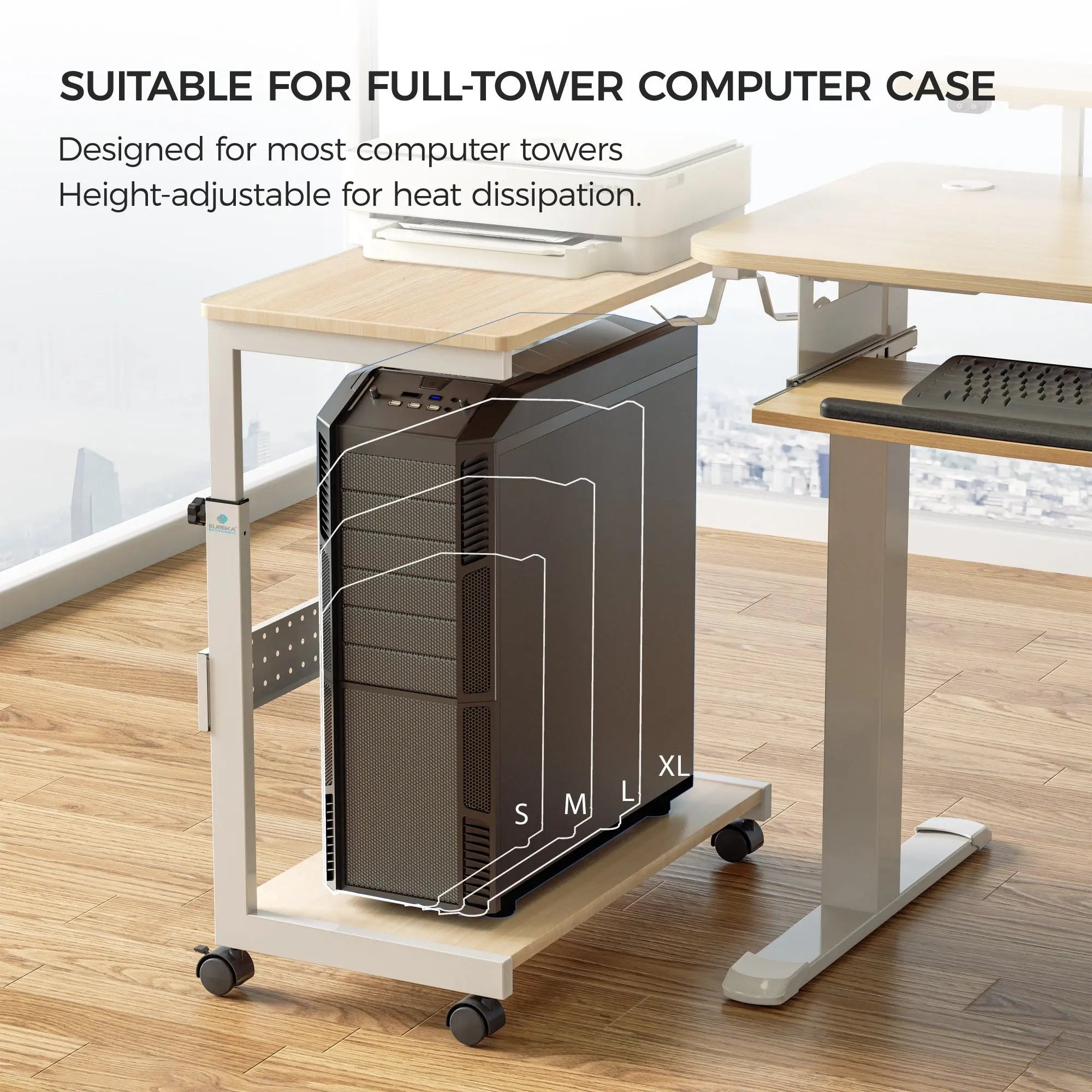 Computer Accessories PC Stand Rolling Cart with Wheels and Mouse Pad