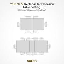 Edora Oak Extendable Dining Table Seating Capacity Diagram, Showing 6-10 Seats, Extends for More Space, Oak Dining.