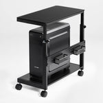 Height-Adjustable  Frosted Glowing Cpu Cart With Lighting for a Modern Workspace.