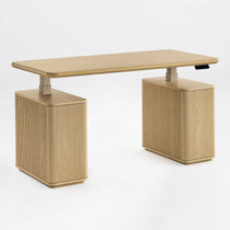 Eureka Ergonomic Opal Aurelia Oak Standing Desk with Storage, Front View