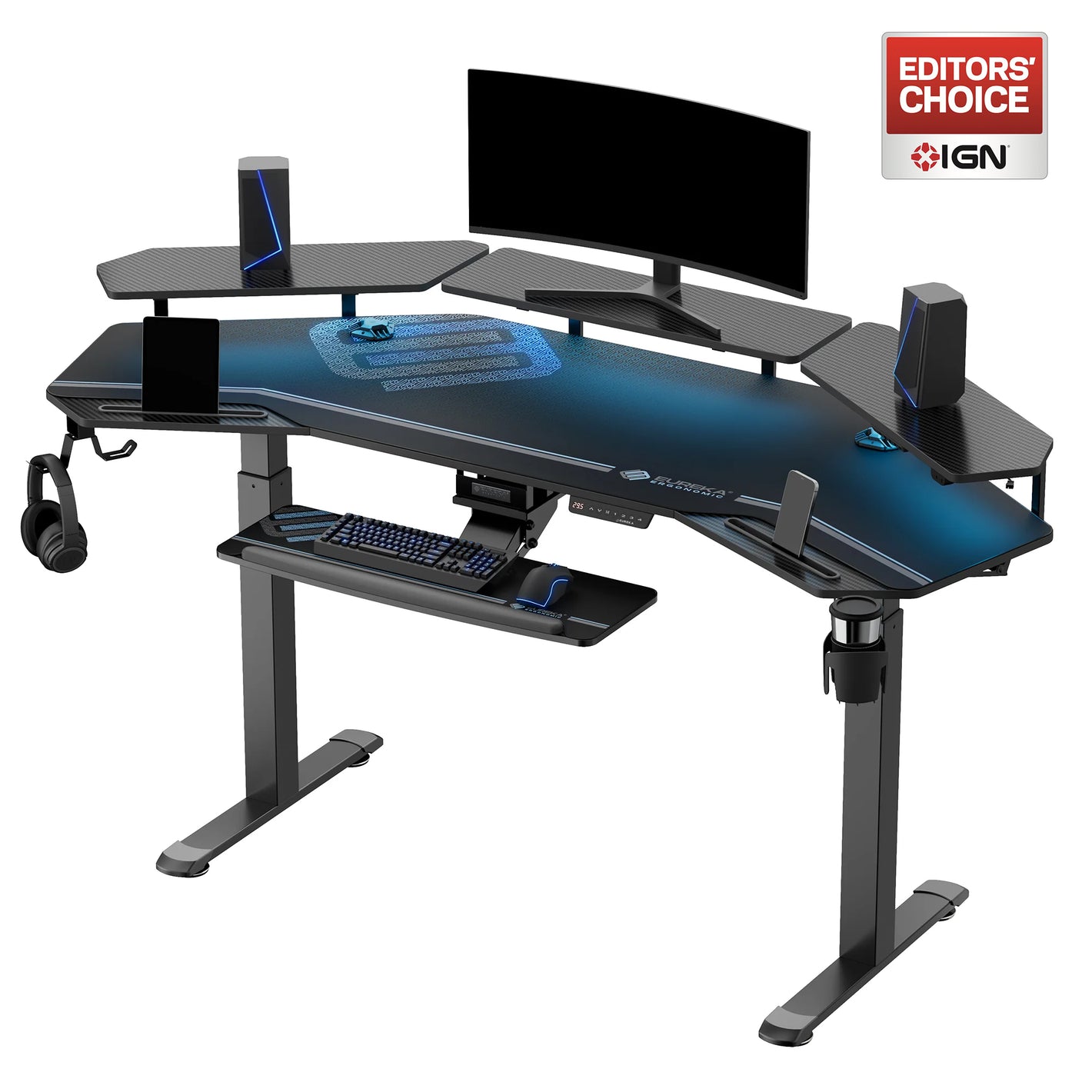 Eureka Ergonomic Black Gaming Standing Desk with Keyboard Tray