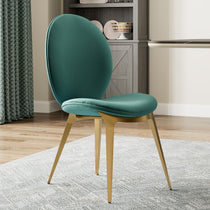 Katalea Green Velvet Dining Chair With Gold Legs - Modern Dining Room Seating.